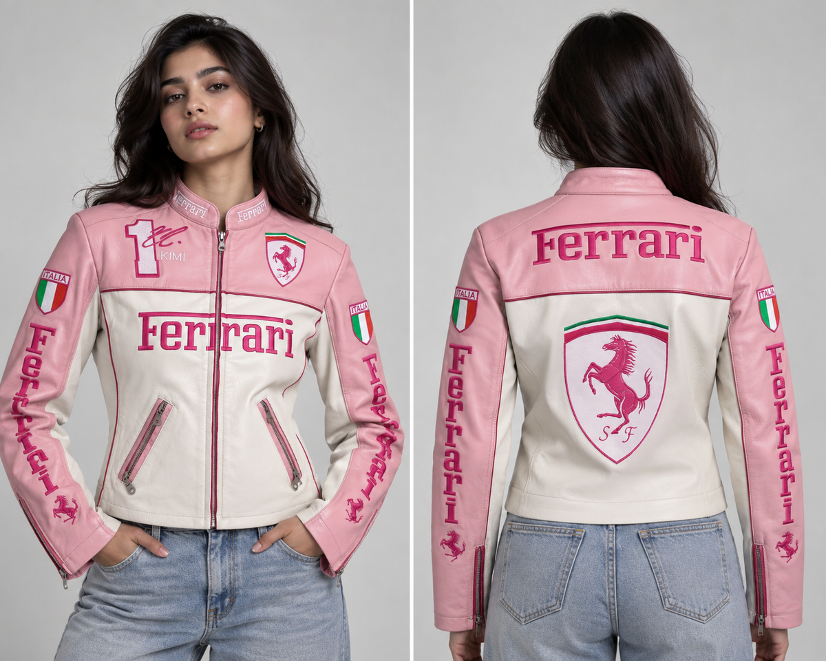 Pink Ferrari Leather Jacket