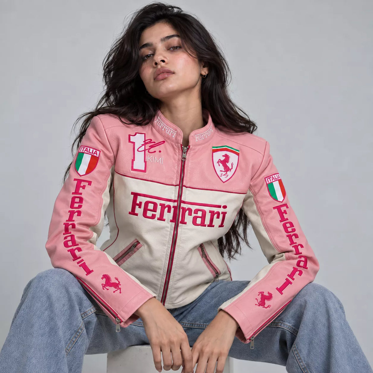 Pink Ferrari Leather Jacket