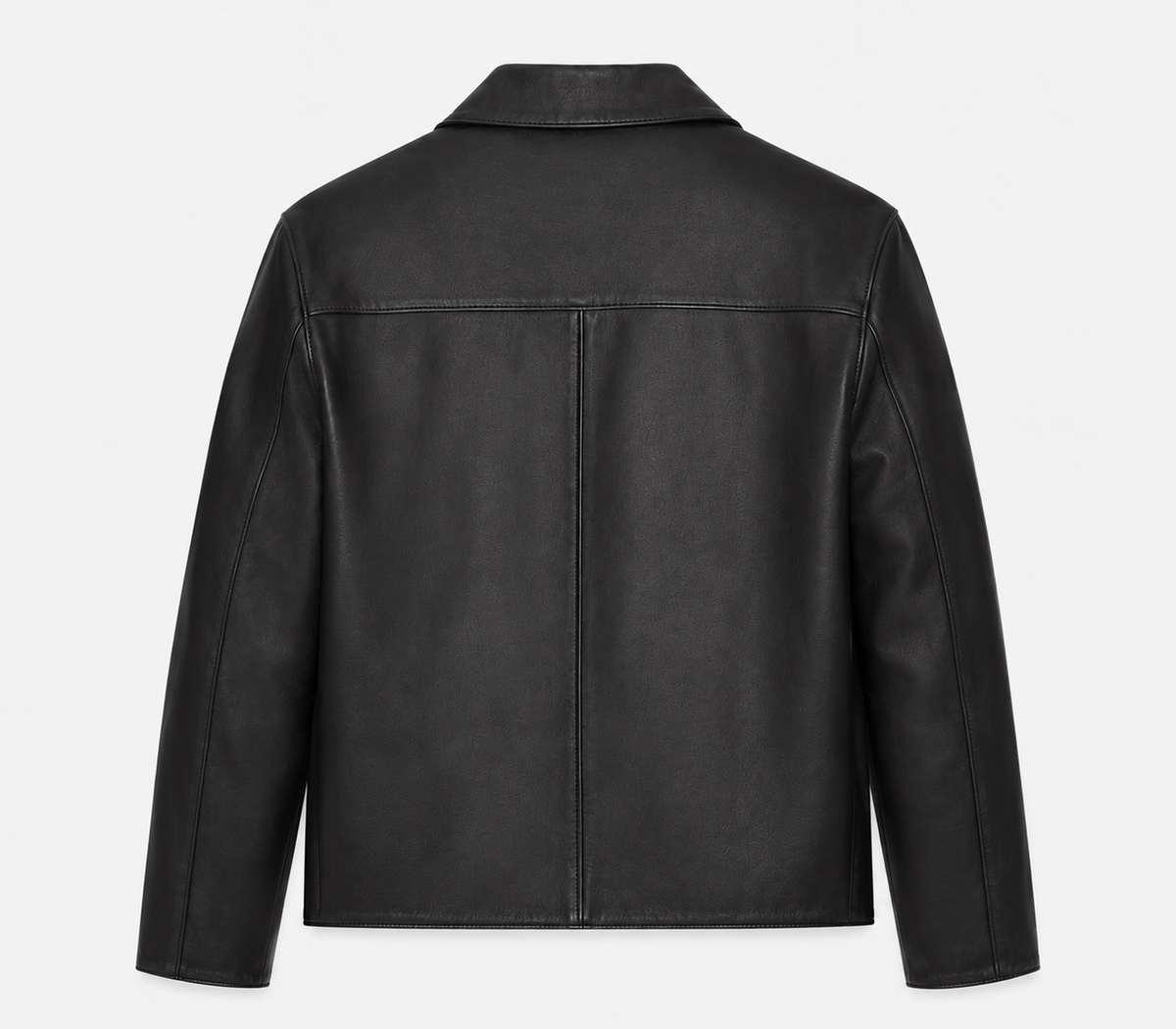 Model wearing ModYourself Merlot Leather Jacket in premium faux leather with a rich burgundy finish and luxury tailored fit.
