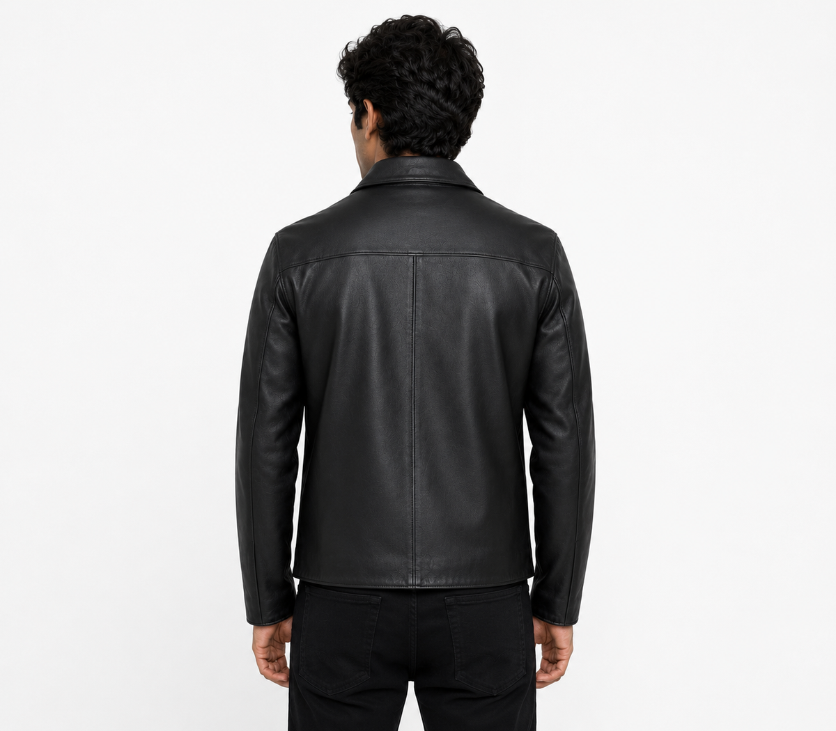 Model wearing ModYourself Merlot Leather Jacket in premium faux leather with a rich burgundy finish and luxury tailored fit.