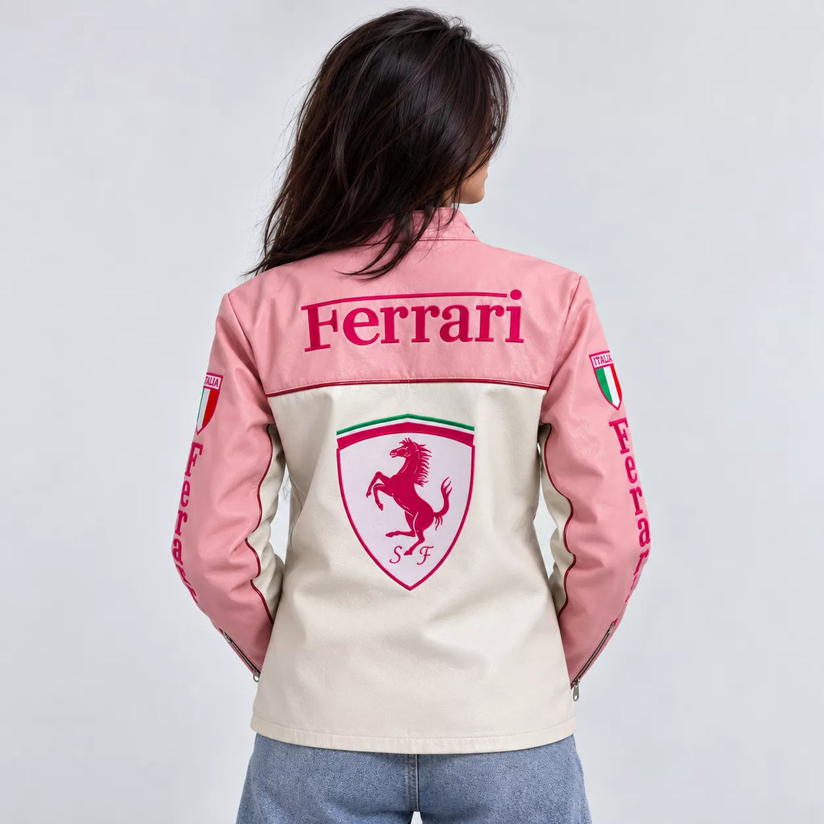 Pink Ferrari Leather Jacket