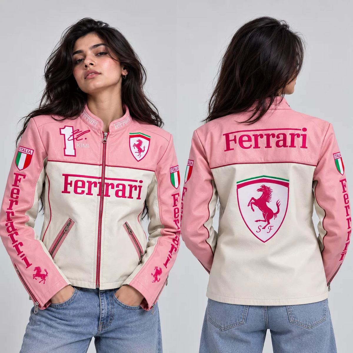 Pink Ferrari Leather Jacket