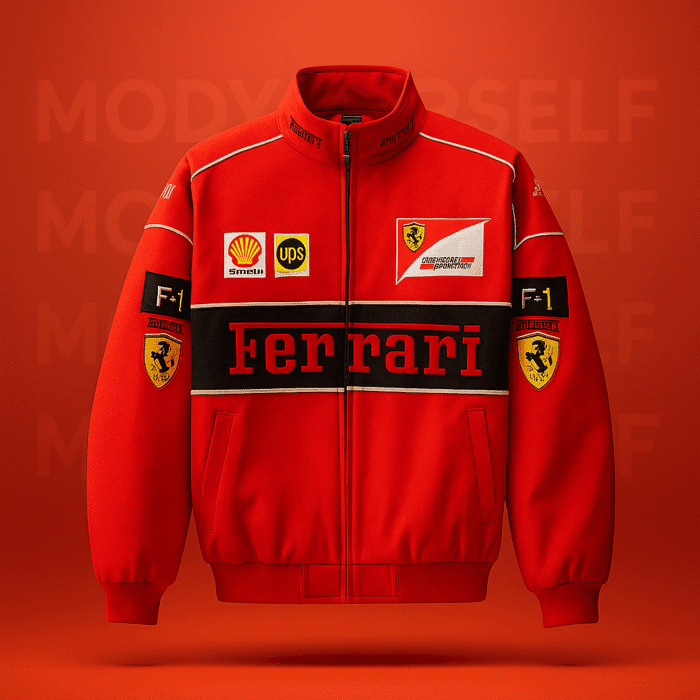 Red Ferrari Monza Spirit Jacket luxury F-1 racing edition by Modyourself.