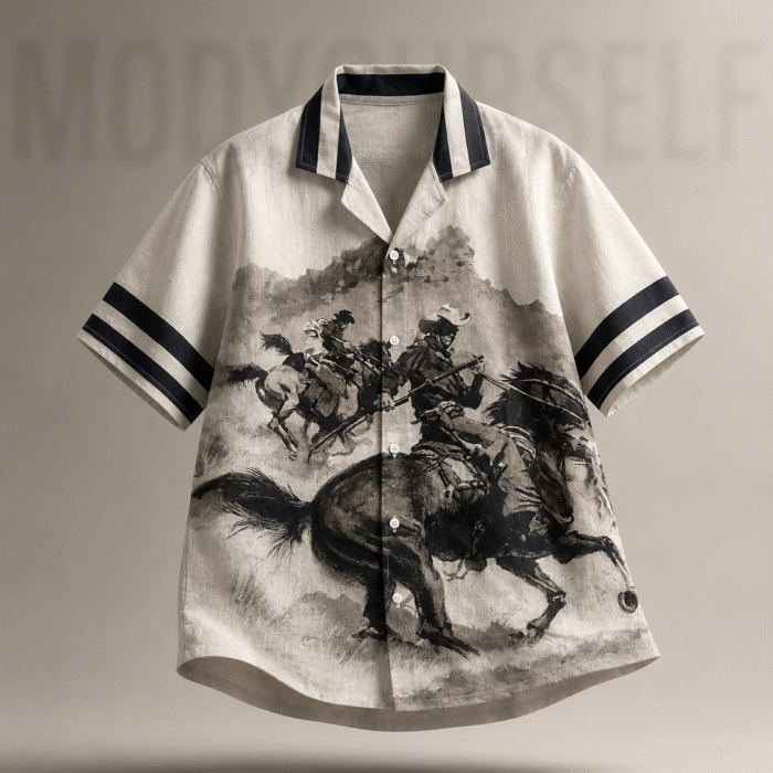 The Outlaw premium printed linen shirt